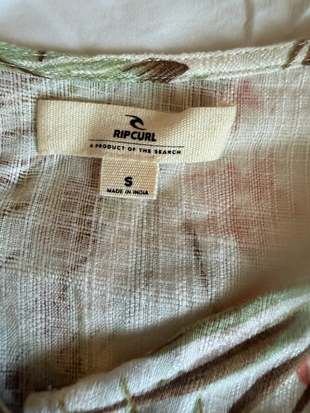 Rip Curl Tropical Button-Front Mini Dress in Beige, Green & Brown - Picture 5 of 9